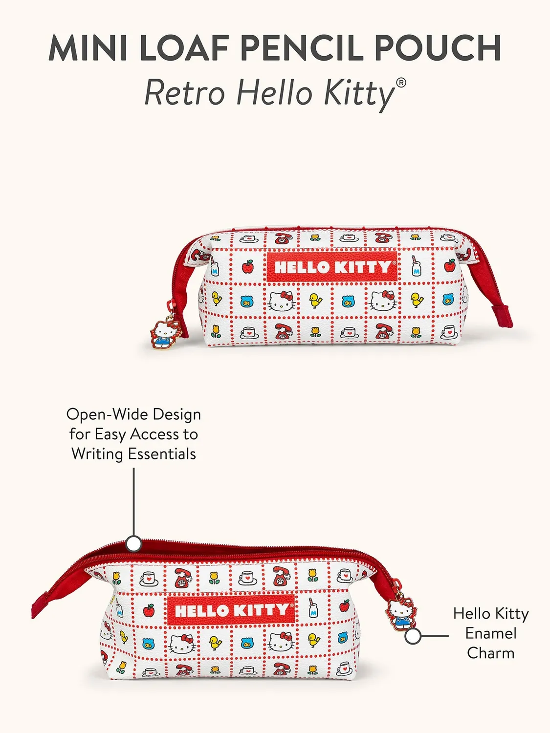 Hello Kitty x Studio Oh! Retro Red Mini Loaf Pencil Pouch – rødt pennal