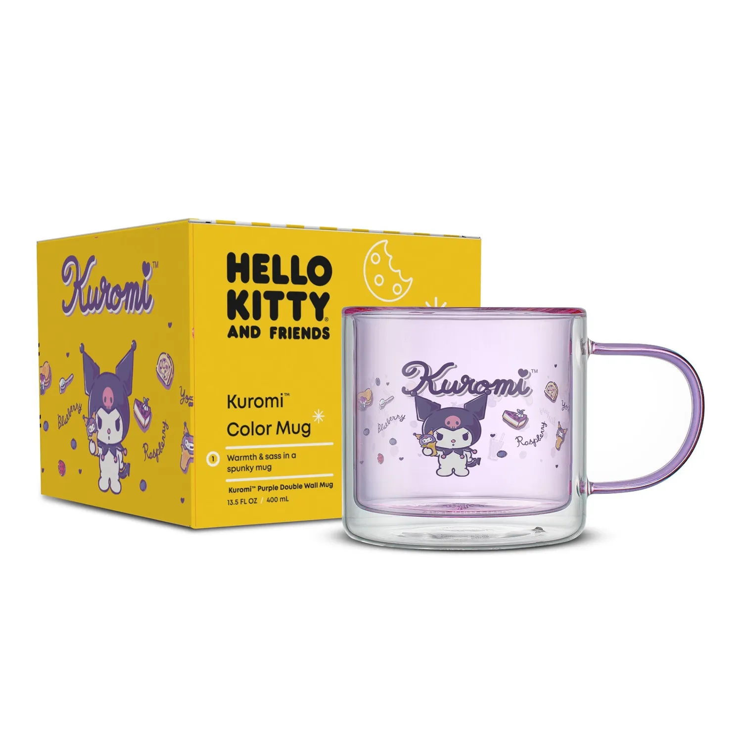 Hello Kitty Kuromi dobbeltvegget kaffekopp i borosilikatglass 400 ml