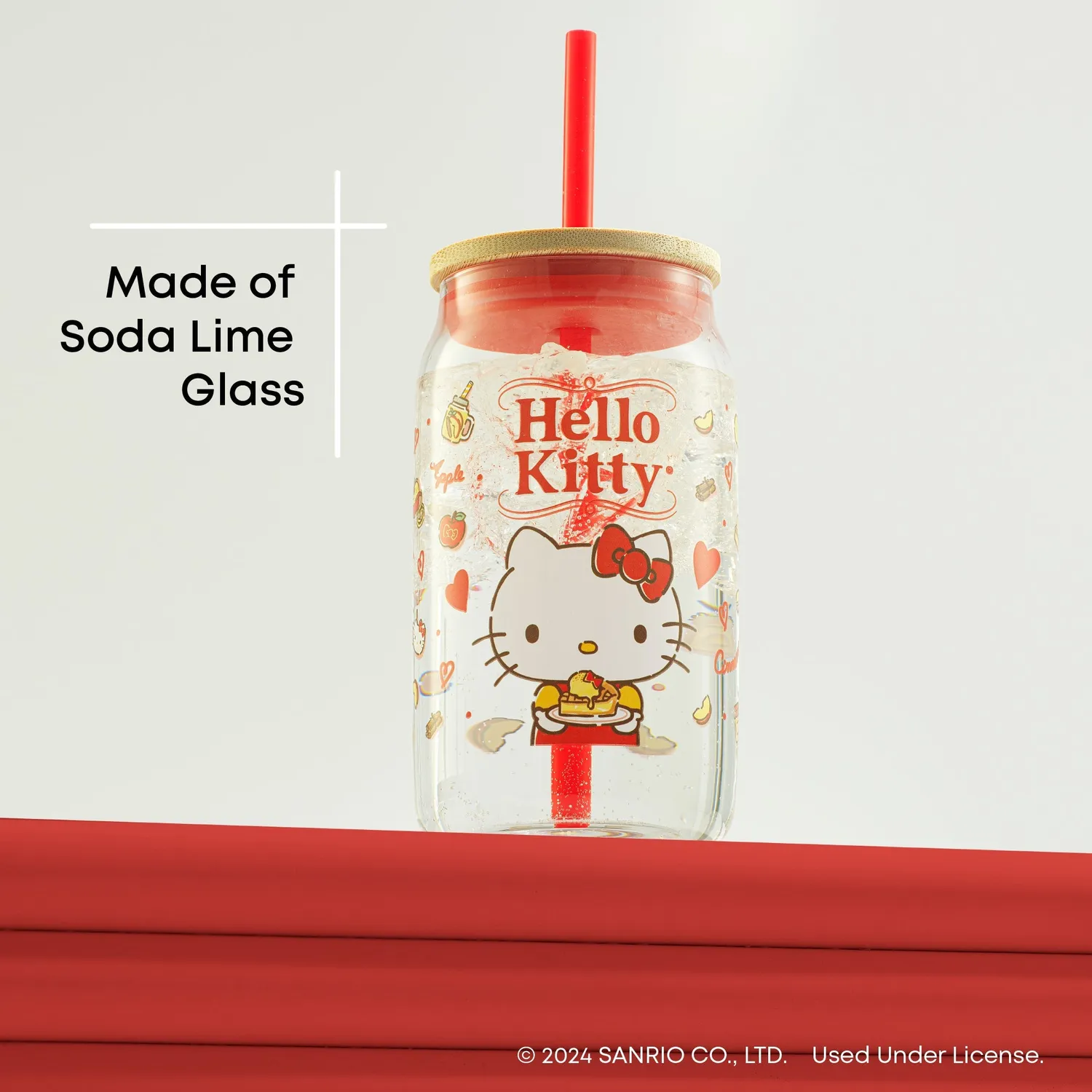 Hello Kitty Favorite Flavor Lidded Glass Tumbler glass med lokk 473 ml