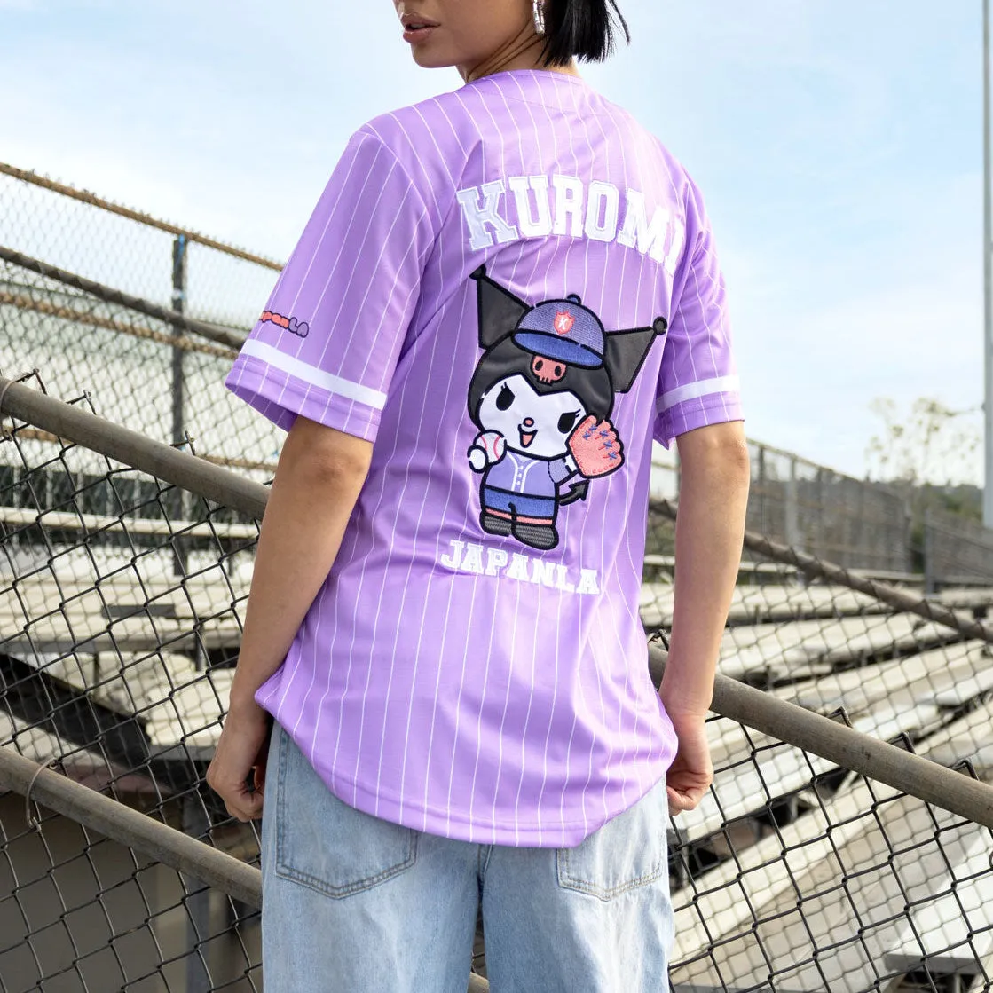 Hello Kitty Kuromi x JapanLA Baseball Jersey baseballtrøye lilla