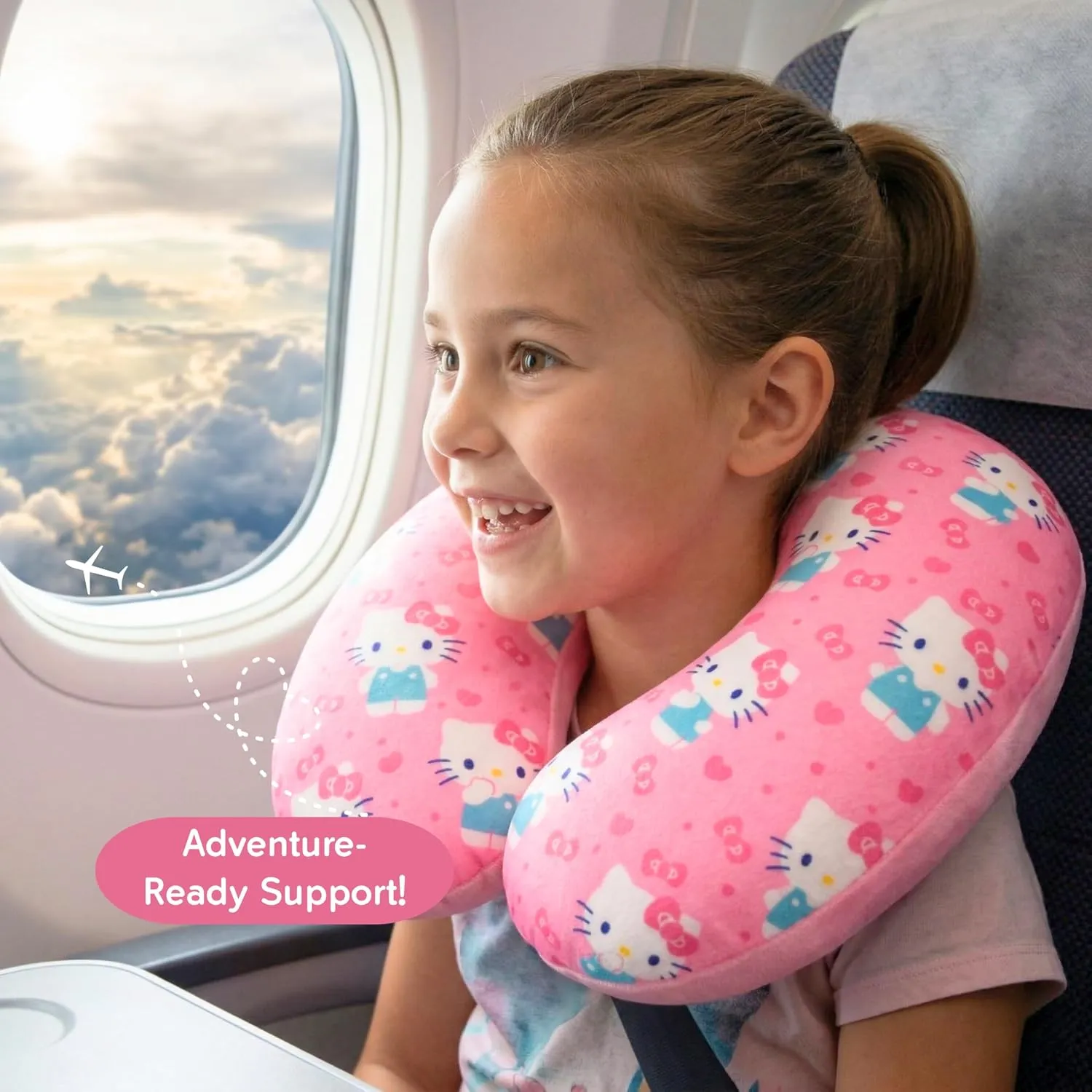 Hello Kitty Travel Neck Pillow nakkepute Bows & Hearts ergonomisk