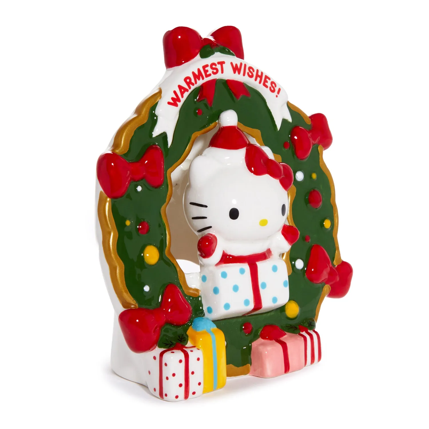 Hello Kitty Holiday Wreath keramisk telysholder kun LED-lys