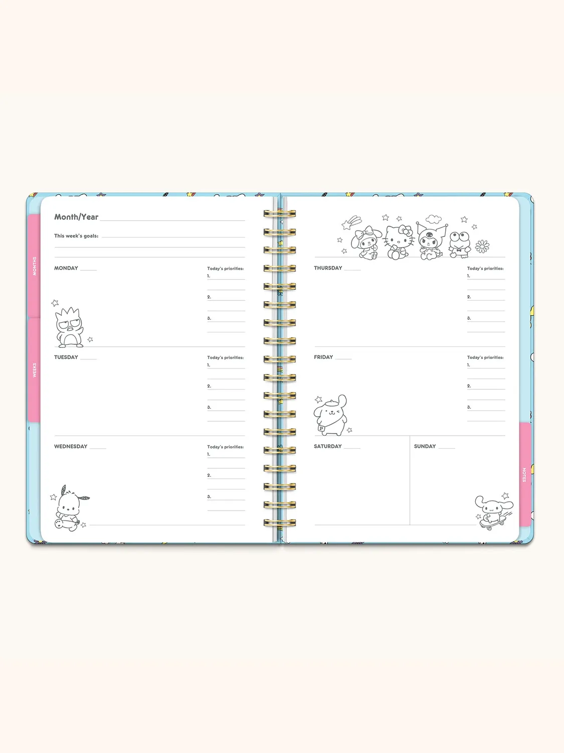Hello Kitty and Friends x Studio Oh! College Letters Tri-Tab Planner planlegger