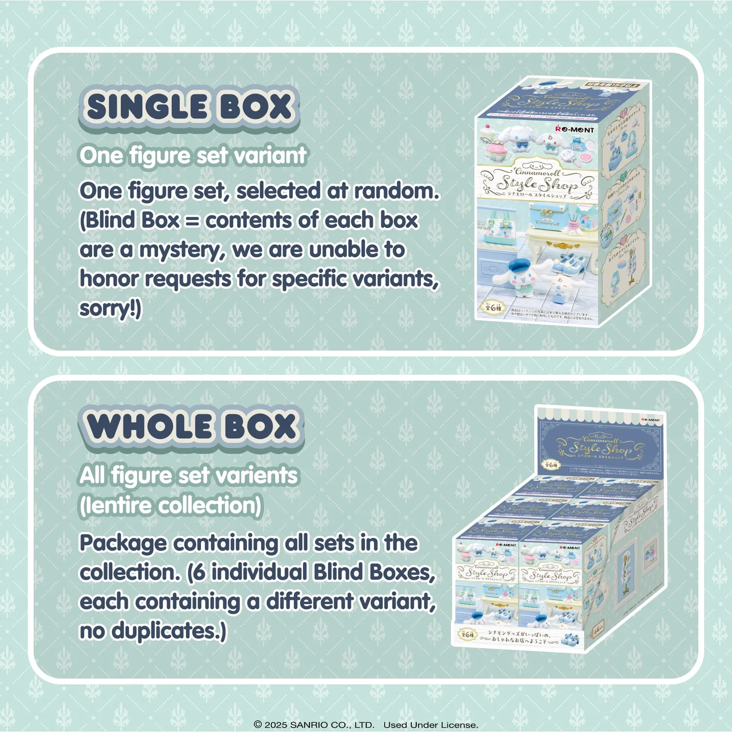 Hello Kitty Re-Ment Cinnamoroll's Style Shop minifigurboks – tilfeldig