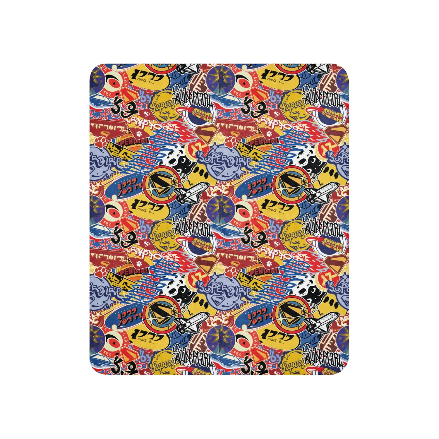 Batman Supergirl Sherpa Blanket Sticker Bomb pledd polyester
