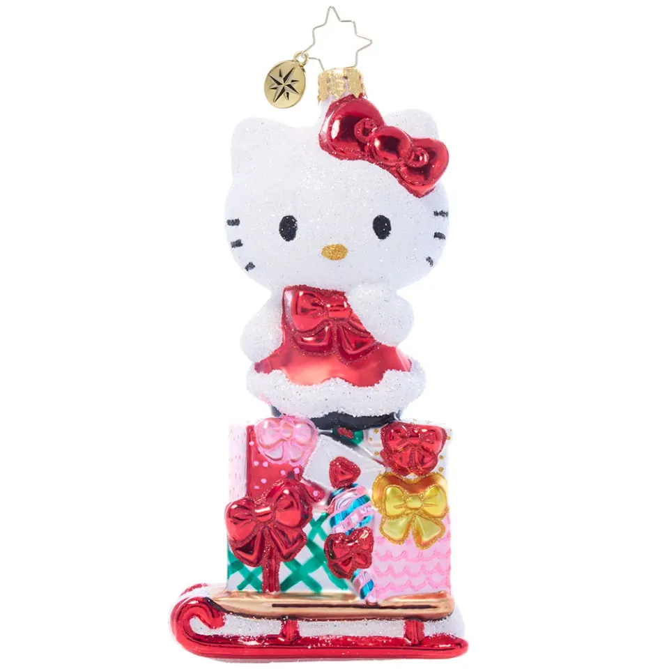 Hello Kitty x Christopher Radko Happy Holidays glasspynt håndlaget
