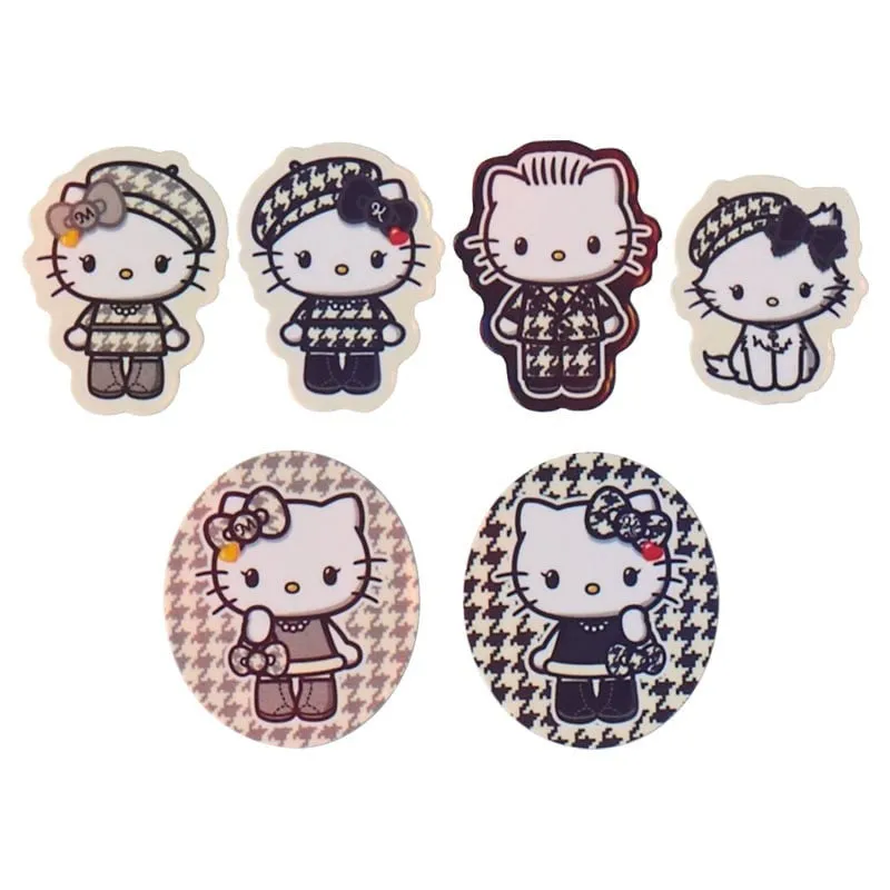 Hello Kitty Monochrome Birthday Twins Series 24-pakning klistremerker – svart-hvitt