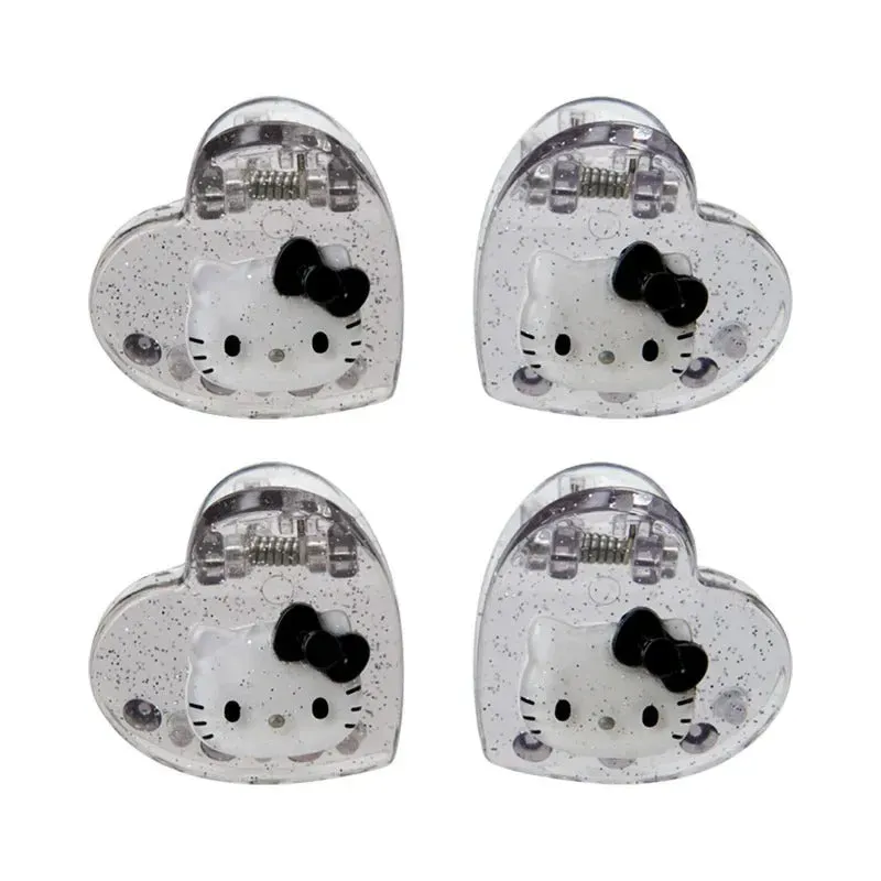 Hello Kitty mini hårspenner 4 stk sølv med glitter