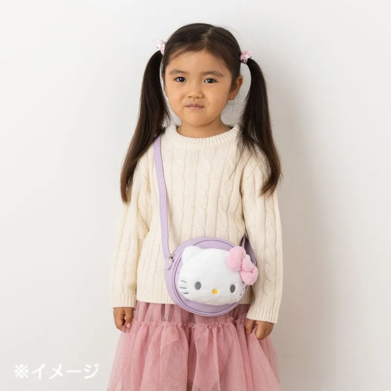 Hello Kitty rund crossbody-veske i plysj med justerbar reim