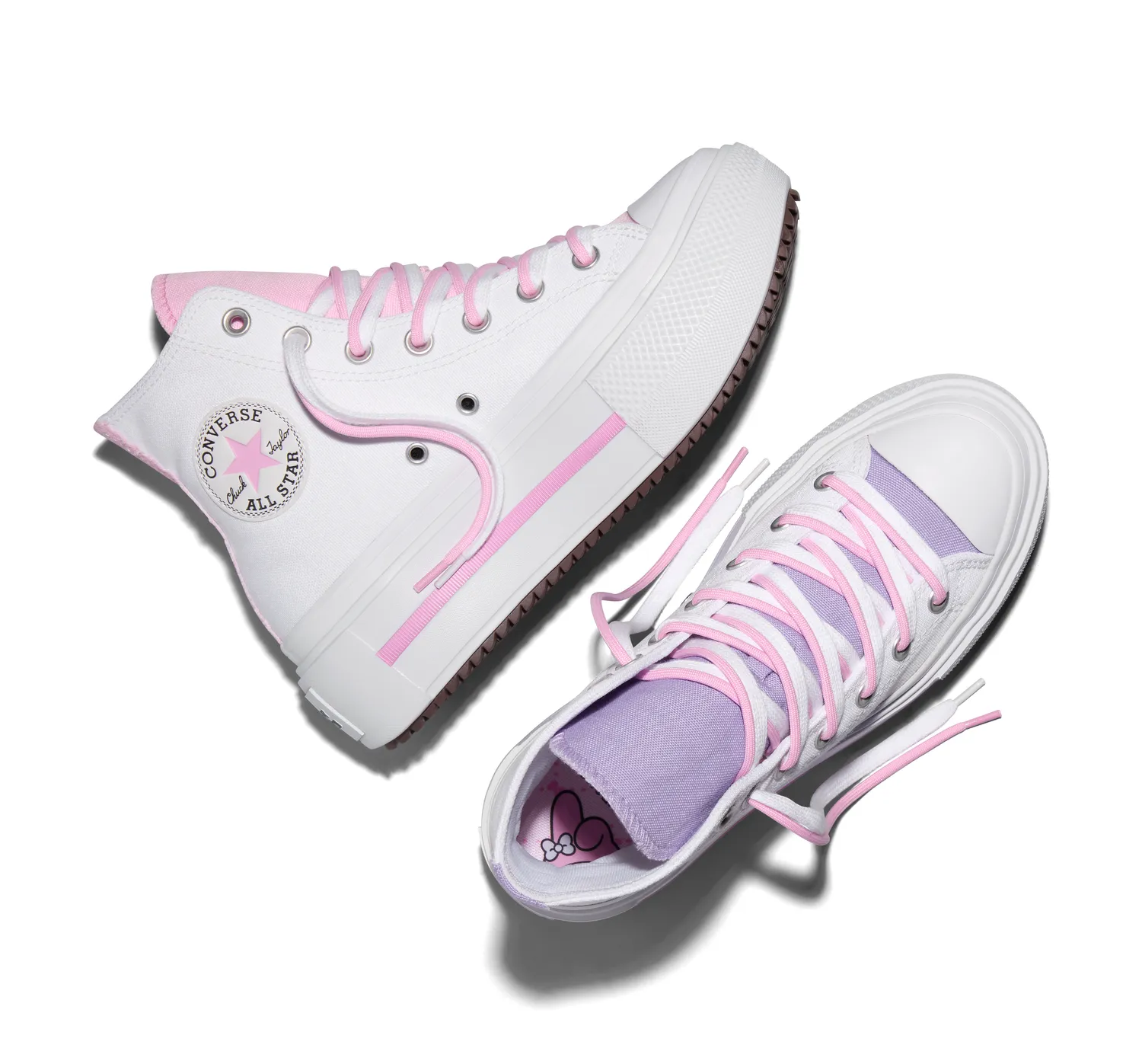 Converse My Melody & Kuromi Chuck Taylor All Star Lift Double Stack platåsko WHT/PNK/PPL – unisex