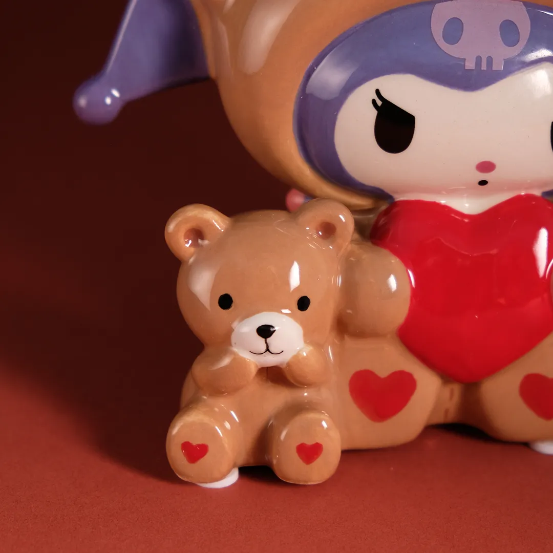 Hello Kitty Kuromi & Teddy Bear Love keramikkfigur håndmalt