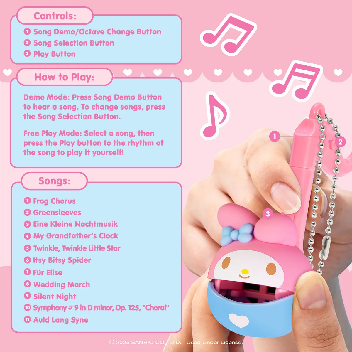 My Melody Mini Otamatone Melody Charm musikalsk nøkkelring