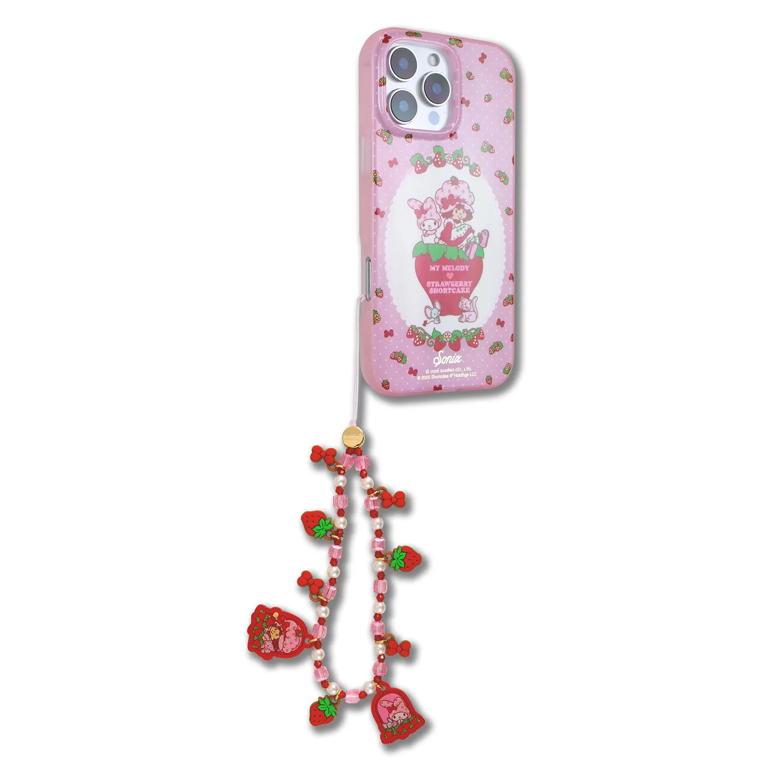 Hello Kitty My Melody x Sonix Strawberry Shortcake mobilstropp med perler