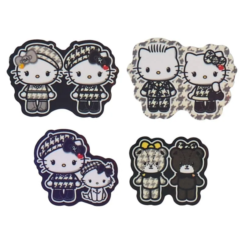 Hello Kitty Monochrome Birthday Twins Series 24-pakning klistremerker – svart-hvitt