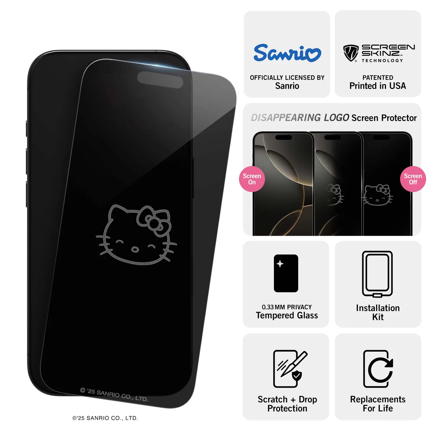 Hello Kitty x Screen Skinz Main Privacy Screen Protector iPhone 14/13/13 Pro