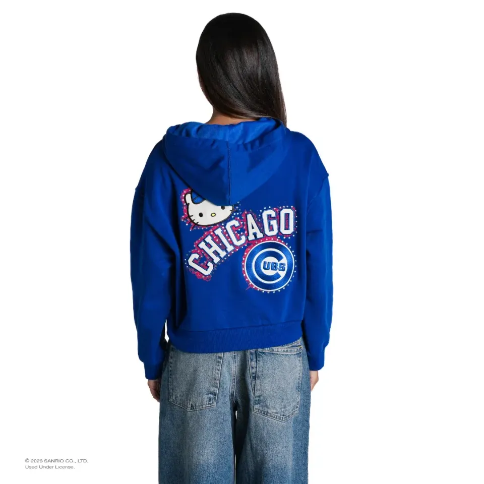 Hello Kitty x The Wild Collective Chicago Cubs zip-hettegenser blå XS–2XL fleece