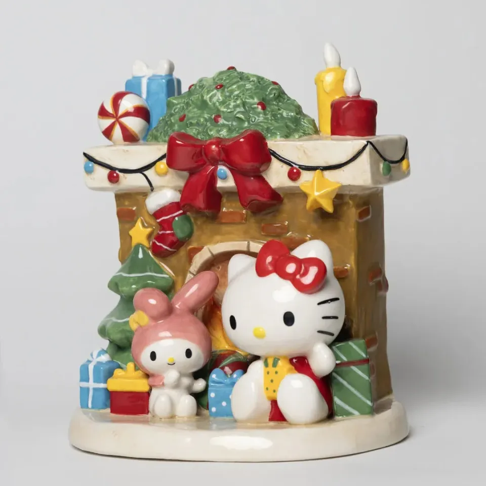 Hello Kitty Holiday Fireplace keramikkfigur – julemotiv