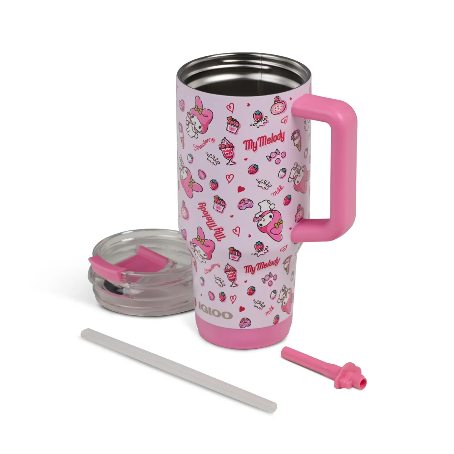 Hello Kitty My Melody x Igloo 50th Anniversary reisekopp 32 oz rosa lekkasjesikkert lokk