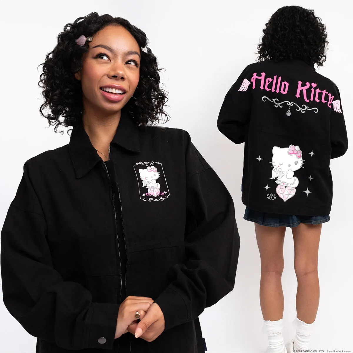Hello Kitty Angel JapanLA jakke svart XS–XXL i bomullscanvas