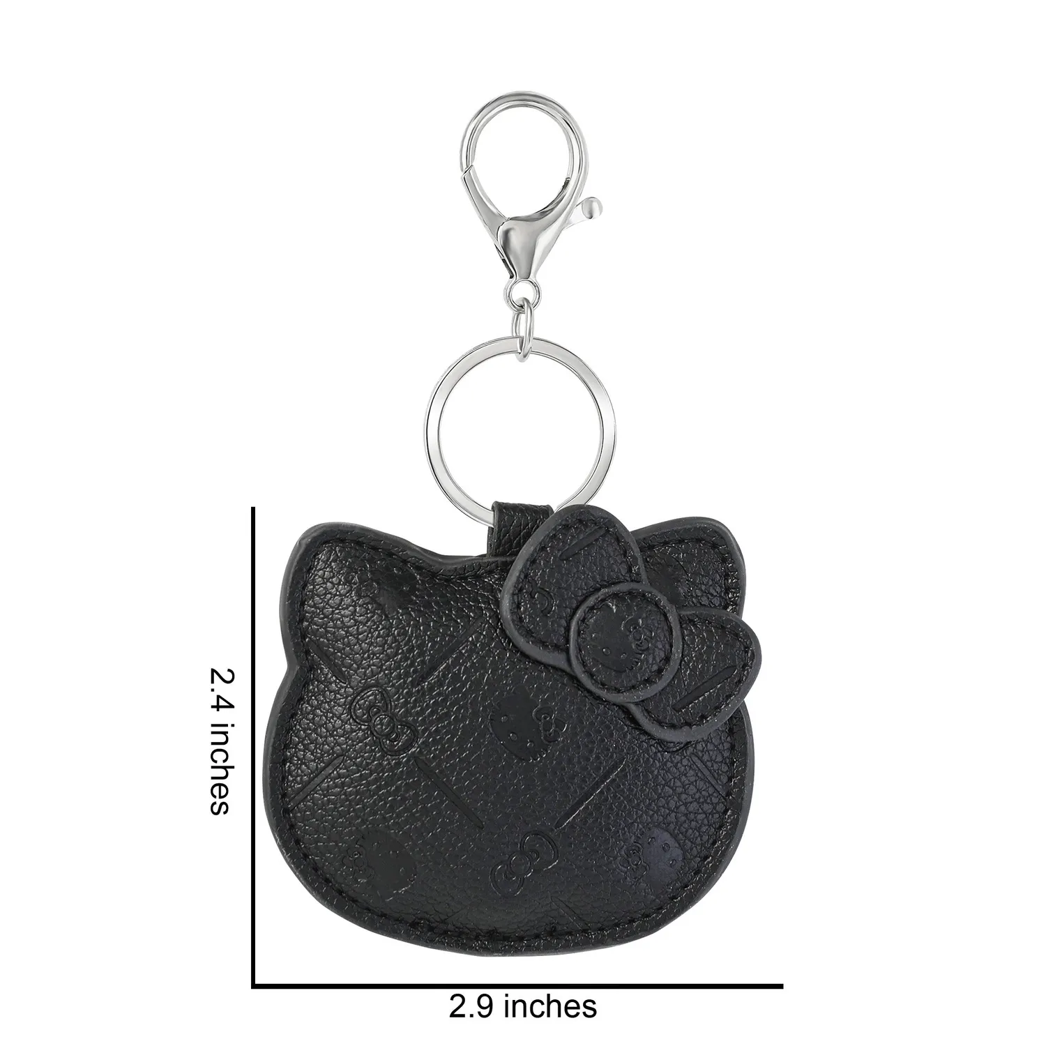 Hello Kitty Debossed Keychain nøkkelring svart med sølvfinish