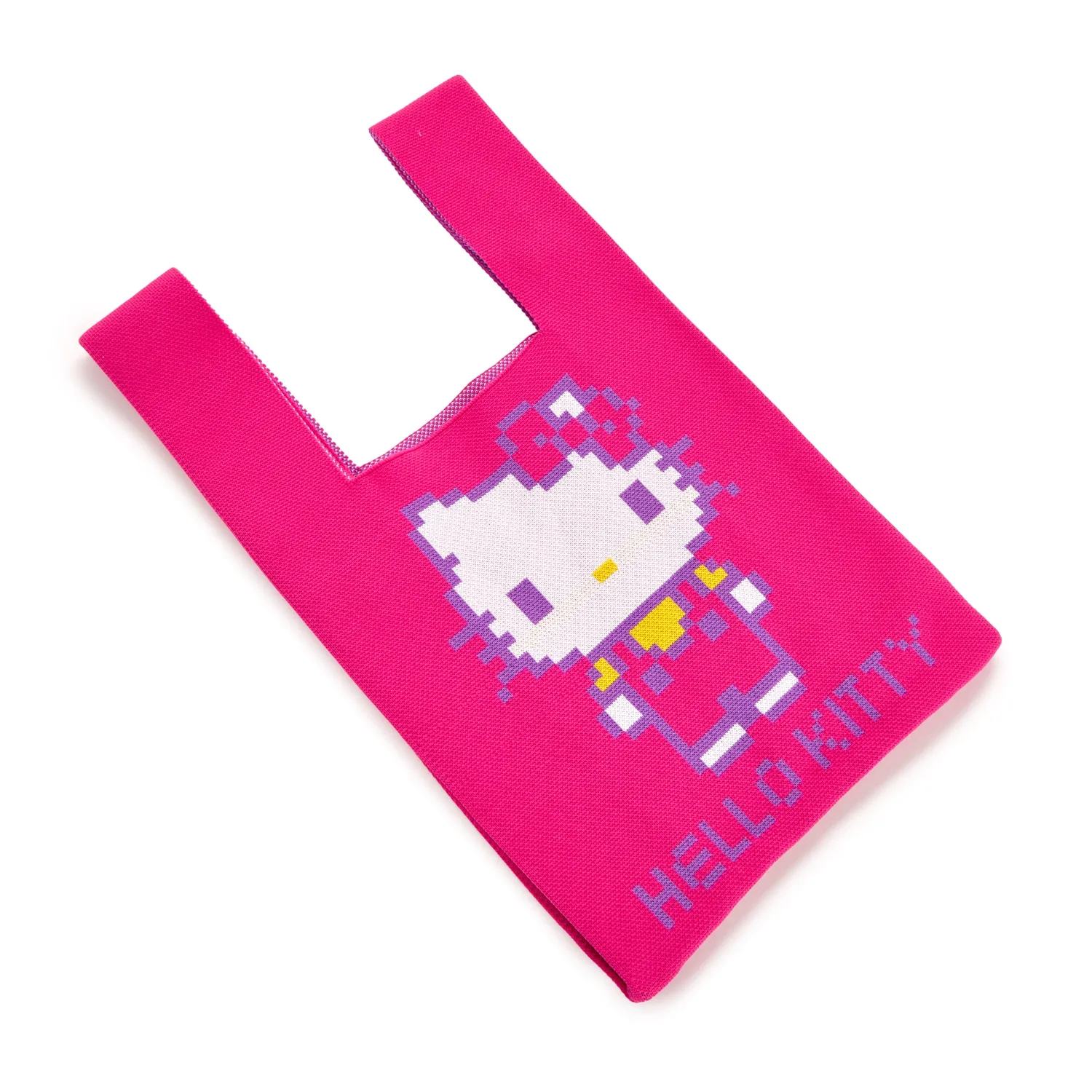 Hello Kitty Retro Pixel strikket handlenett rosa