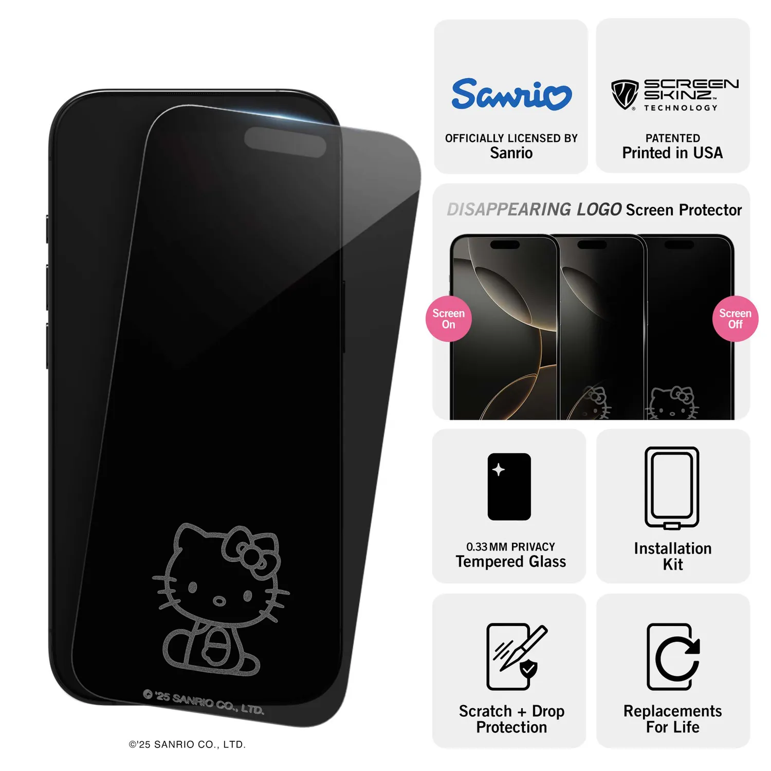 Hello Kitty x Screen Skinz Looking Privacy Screen Protector skjermbeskytter iPhone