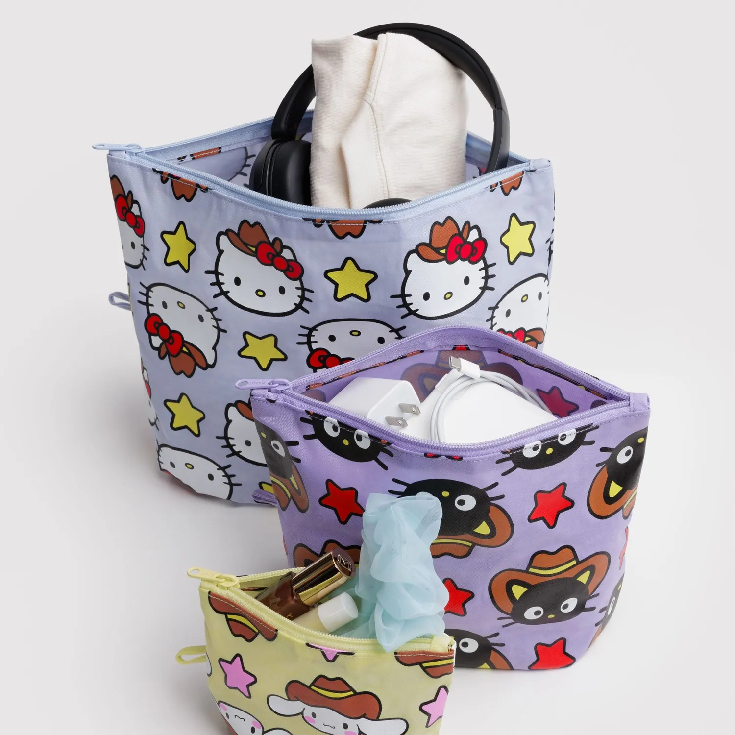Hello Kitty and Friends x Baggu Go Pouch Set poser 3 stk nylon