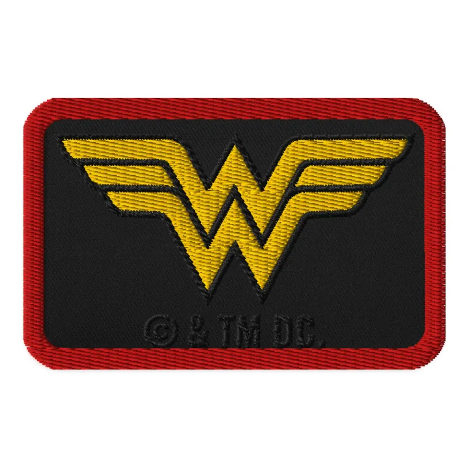Batman Wonder Woman Logo Embroidered Patch brodert merke svart 3,5 × 2,25 tommer