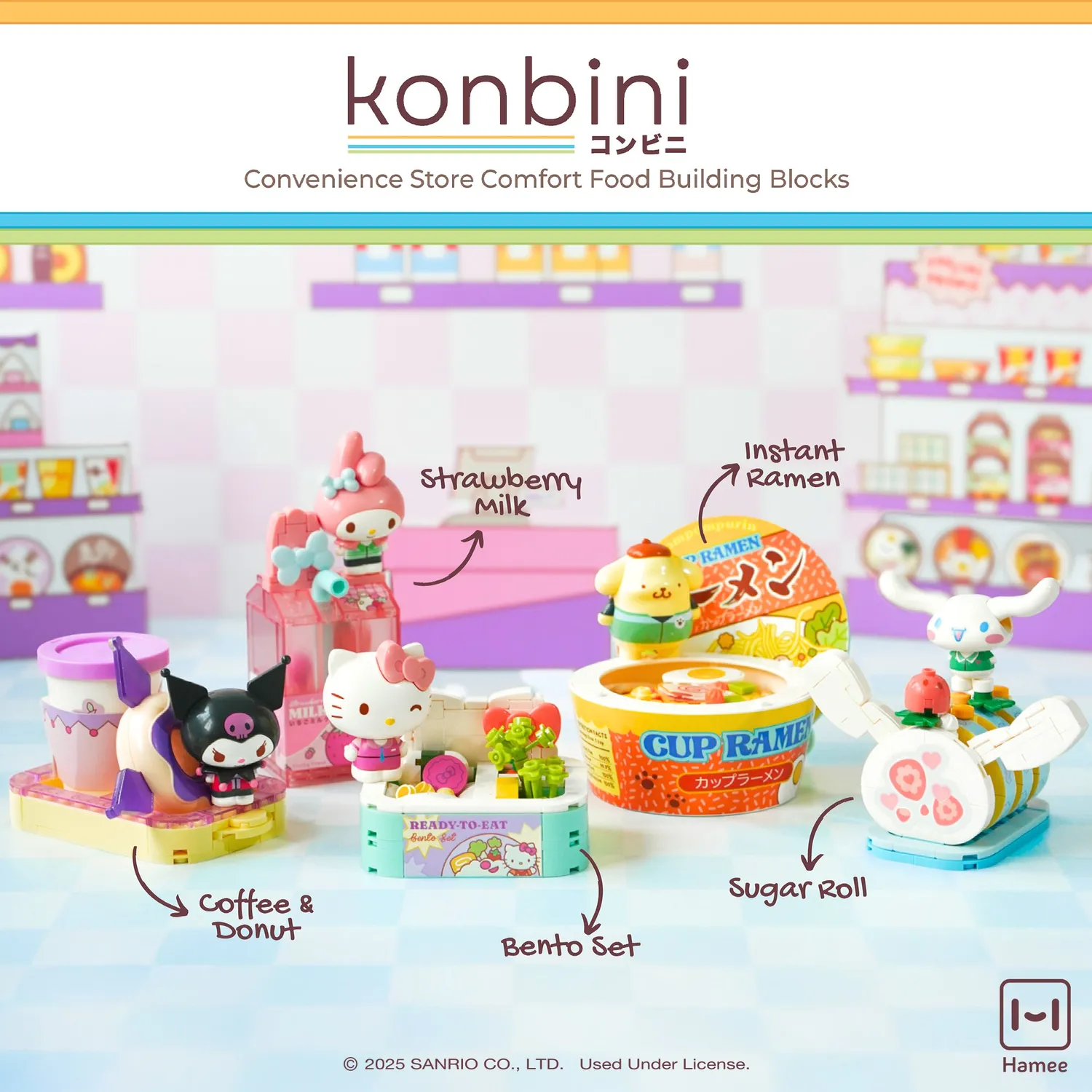 Hello Kitty Cinnamoroll Konbini Building Blocks Set Sugar Roll byggesett