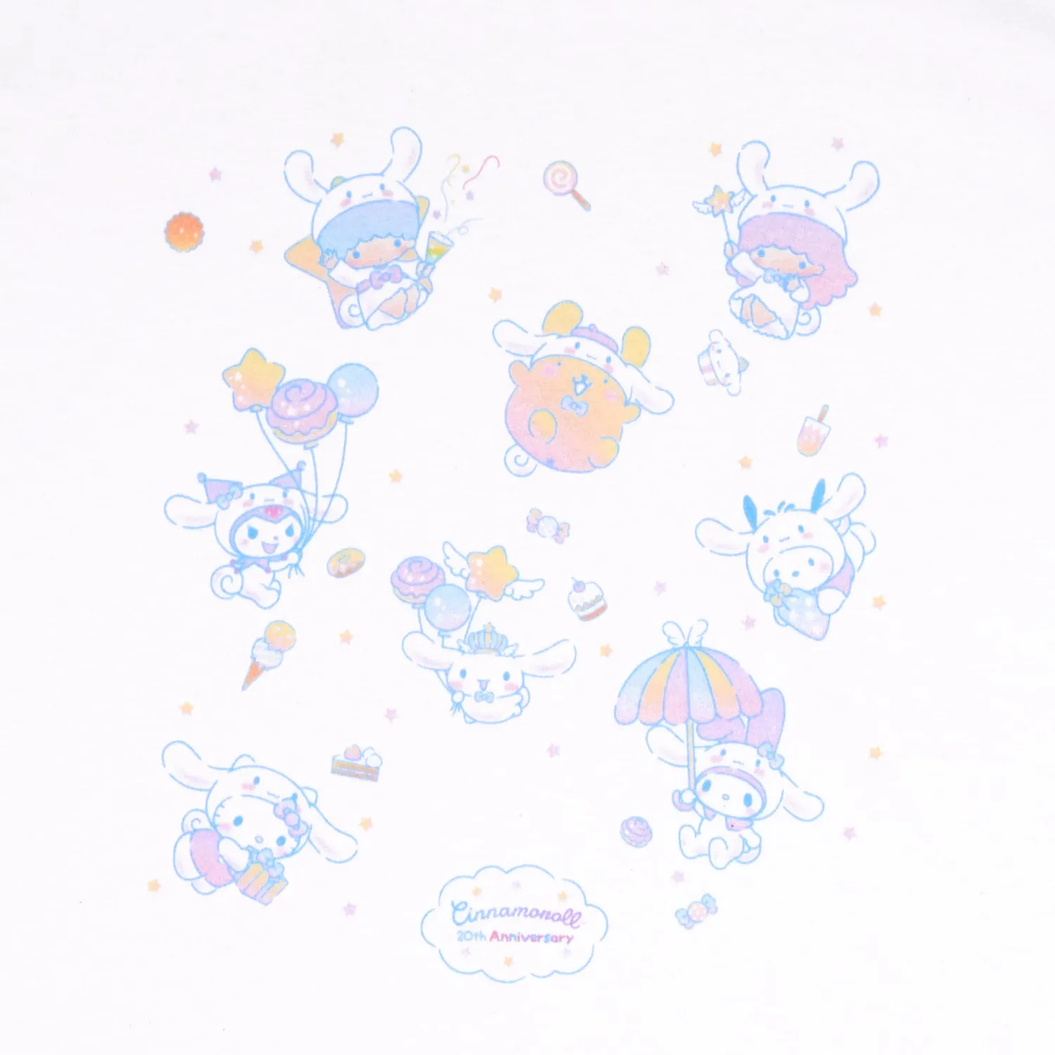 Hello Kitty Cinnamoroll 20th Anniversary T-skjorte hvit