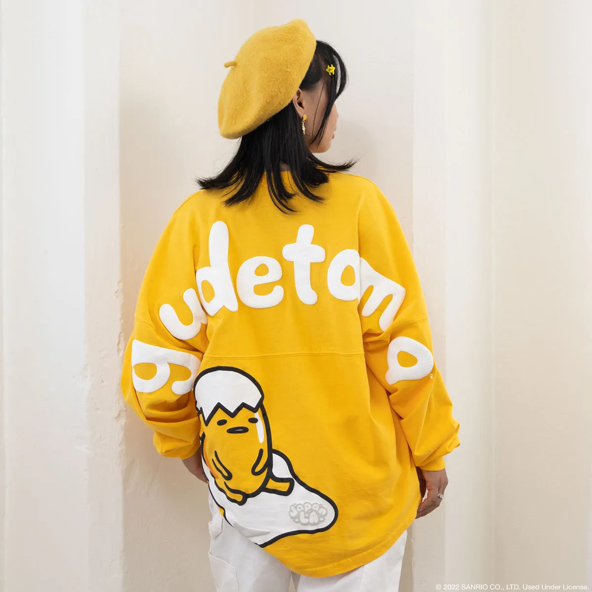 Hello Kitty Gudetama JapanLA Spirit Jersey genser gul XS–XXXL