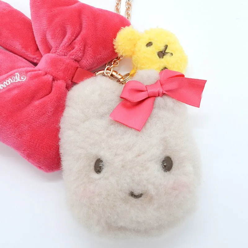 Hello Kitty Teddy Friend Series Marroncream Plush Mini Face Pouch minipung med karabinkrok