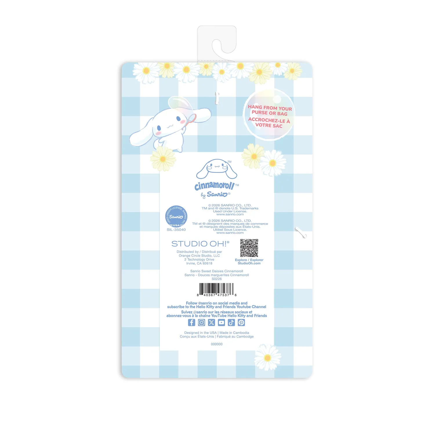 Cinnamoroll x Studio Oh! Sweet Daisies mininotatbok med nøkkelring