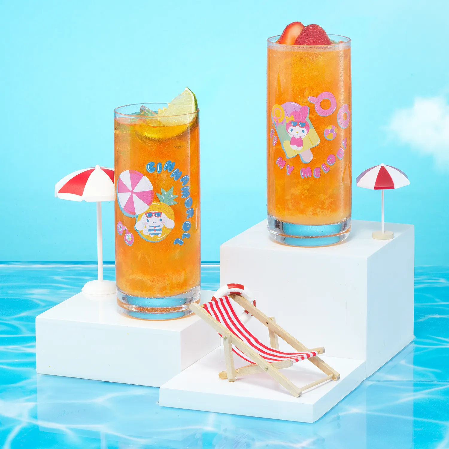 JoyJolt Hello Kitty and Friends Pool Party Tall Drinking Glasses drikkeglass 4-pakning