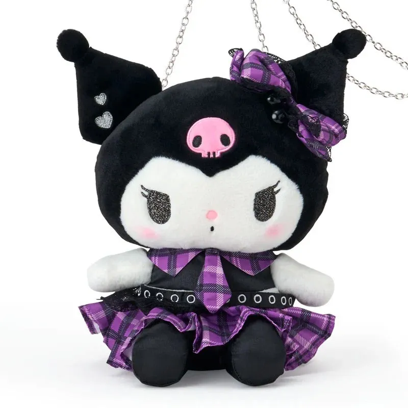 Hello Kitty Rock ’n’ Check Kuromi Plush Crossbody Bag skulderveske