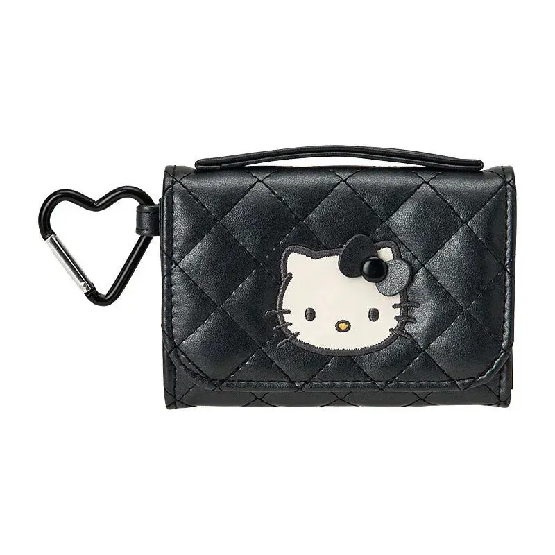 Hello Kitty Mini Quilt myntlommebok svart med quiltet mønster