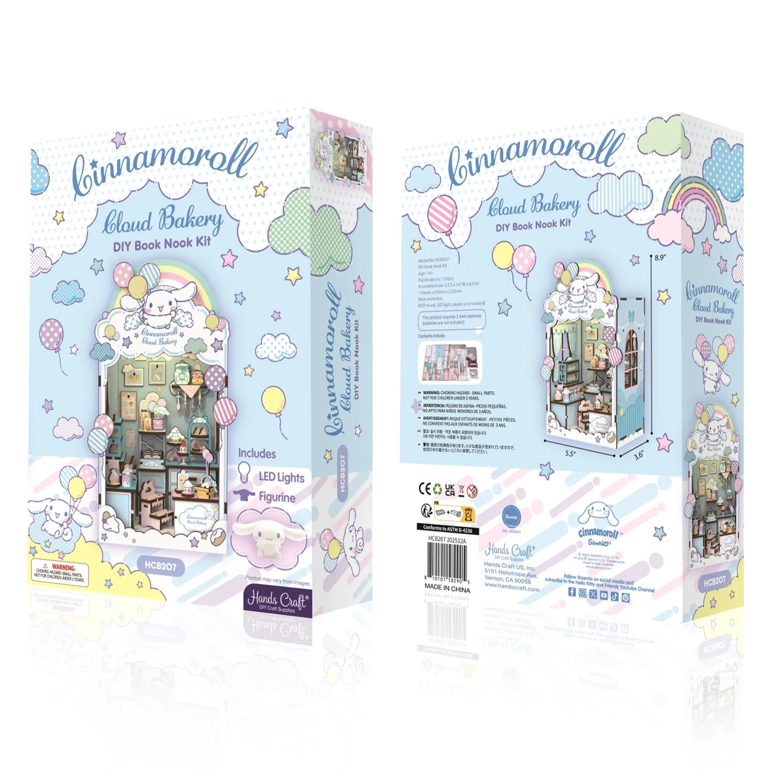 Hello Kitty Cinnamoroll Cloud Bakery DIY Book Nook Kit bokhyllekit LED