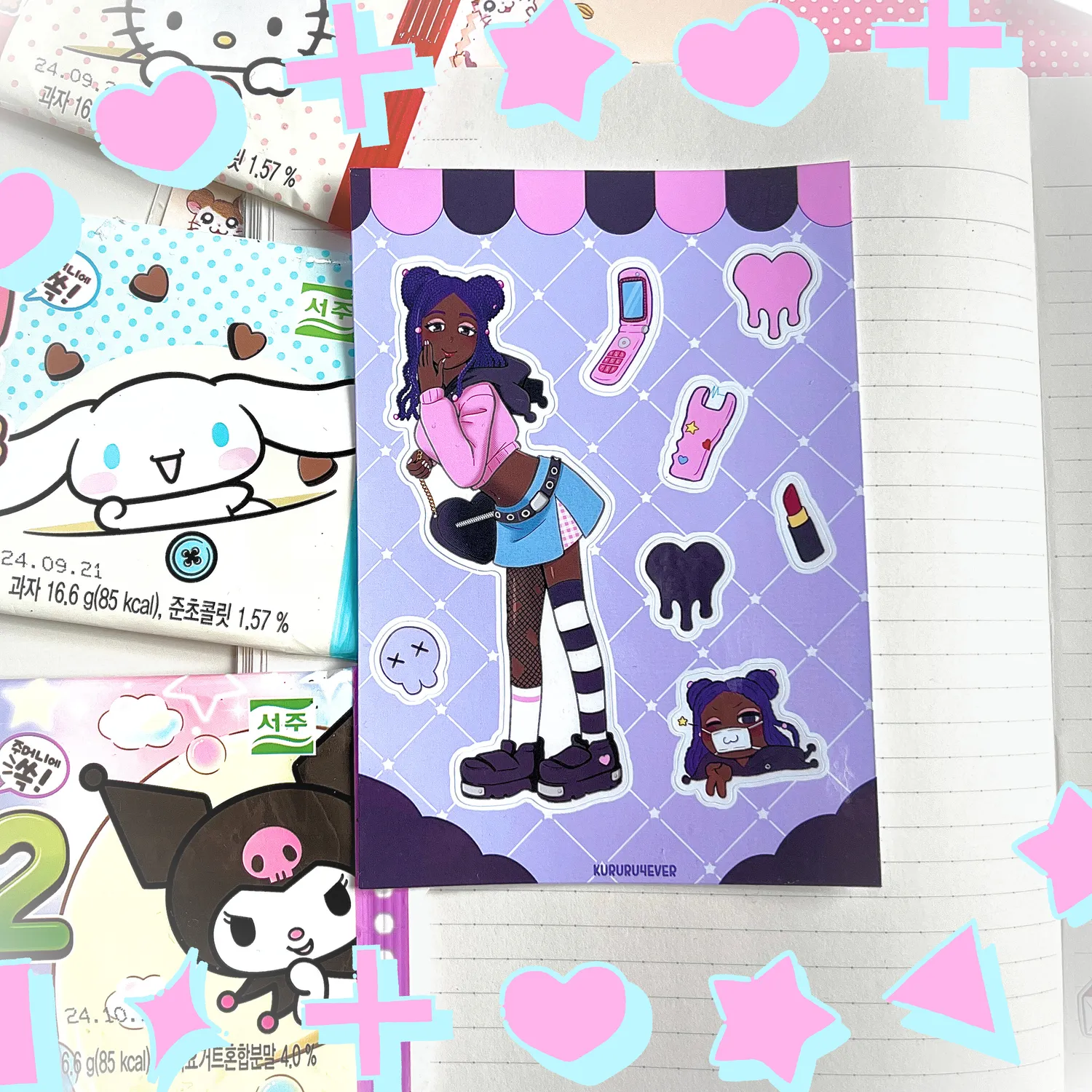 Kururu4ever Cute Sanrio Inspired Sticker Sheets All 3 klistremerkeark