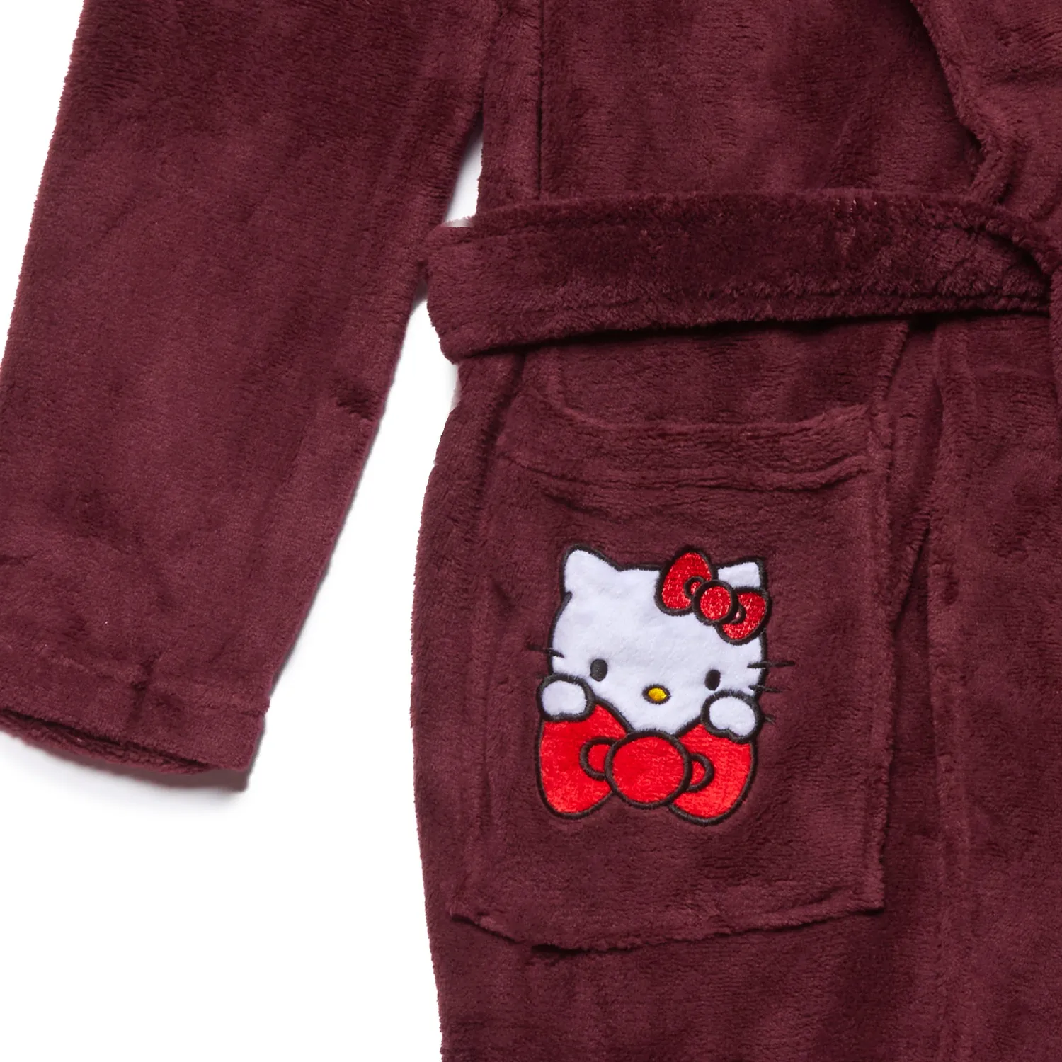 Hello Kitty Plush Lounge Robe morgenkåpe burgunder S/M og L/XL fleece