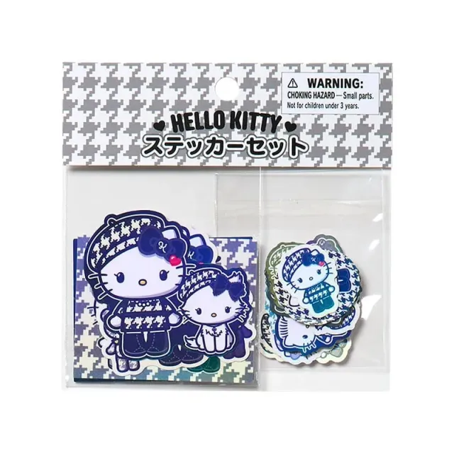 Hello Kitty Monochrome Birthday Twins Series 24-pakning klistremerker – svart-hvitt