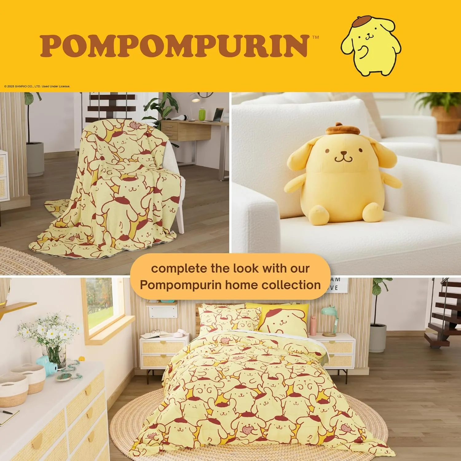Hello Kitty Pompompurin Throw Blanket (On Repeat) pledd
