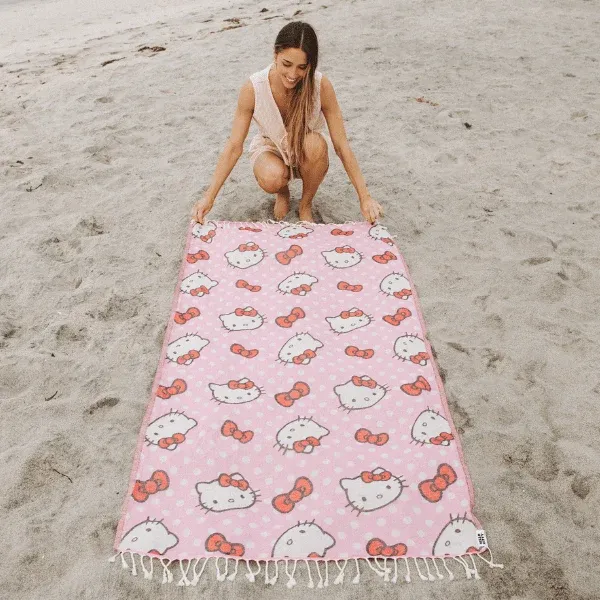 Hello Kitty x Sand Cloud Dots strandhåndkle rosa økologisk bomull