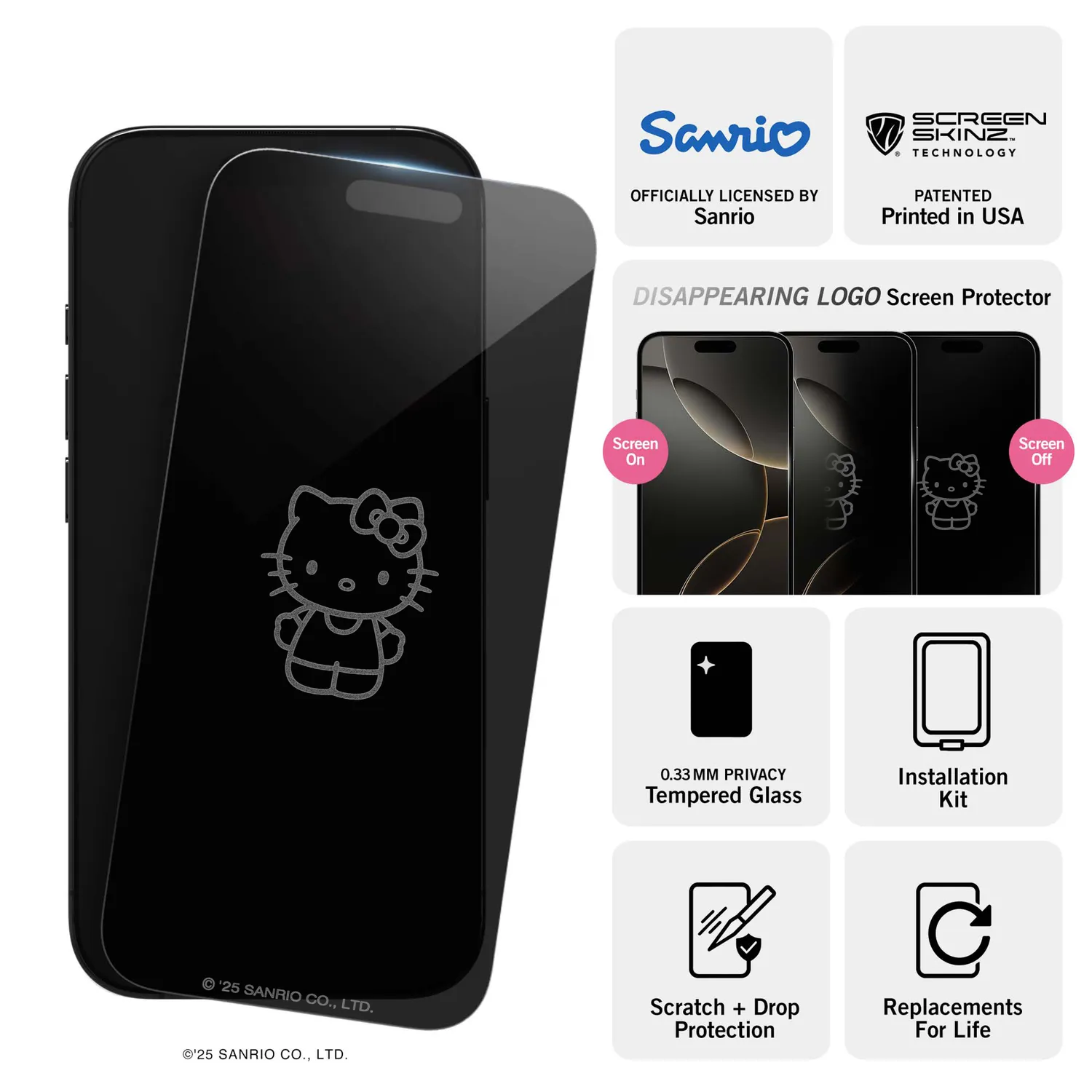 Hello Kitty Screen Skinz Standing Privacy Screen Protector iPhone 14/13/13 Pro