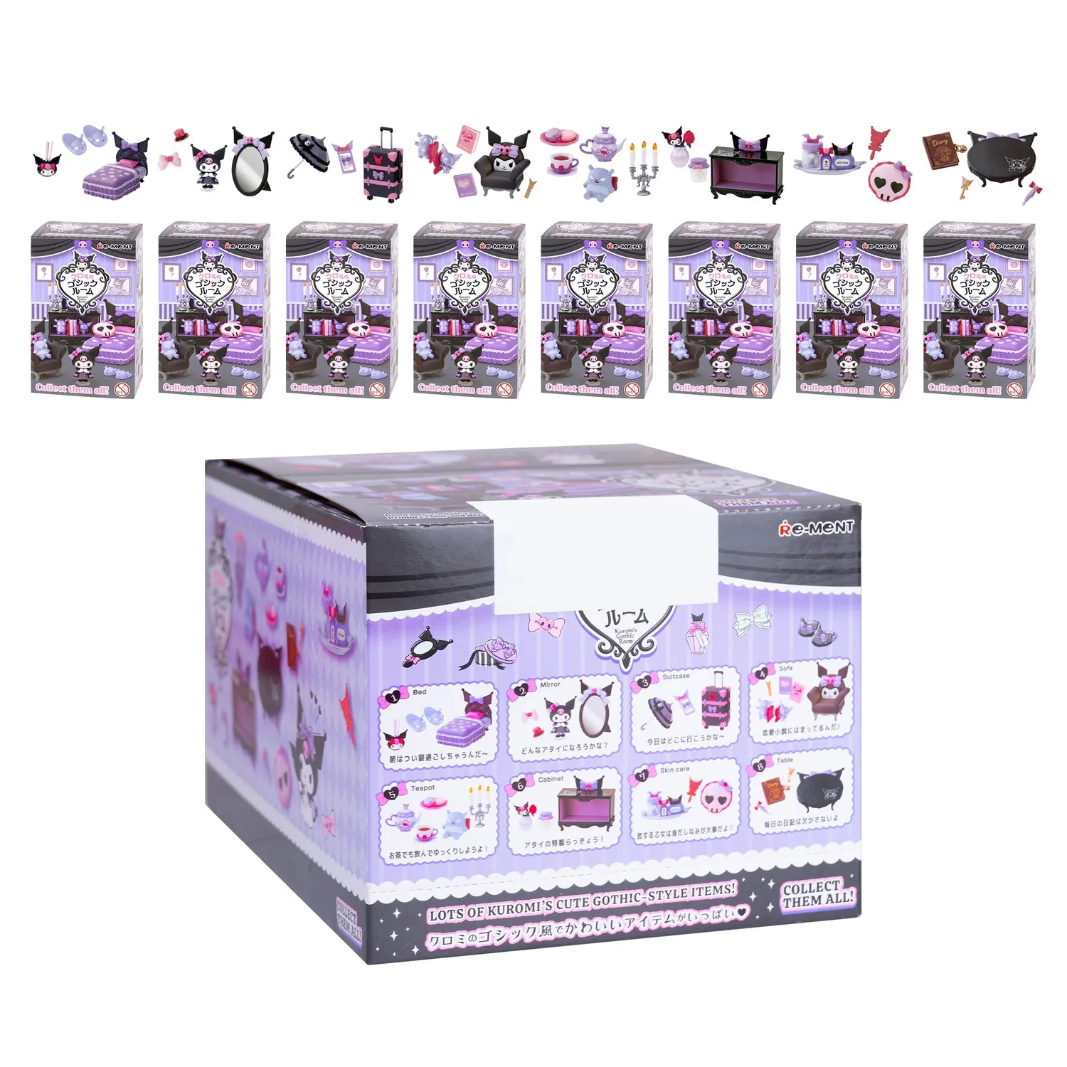 Hello Kitty Re-Ment Kuromi's Gothic Room miniatyrfigur blindboks 1 stk