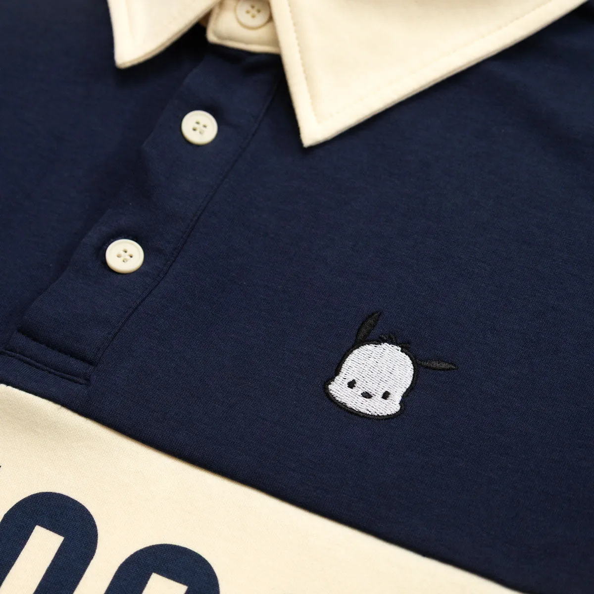 Hello Kitty Pochacco x JapanLA Long Sleeve Rugby Polo, marineblå/krem