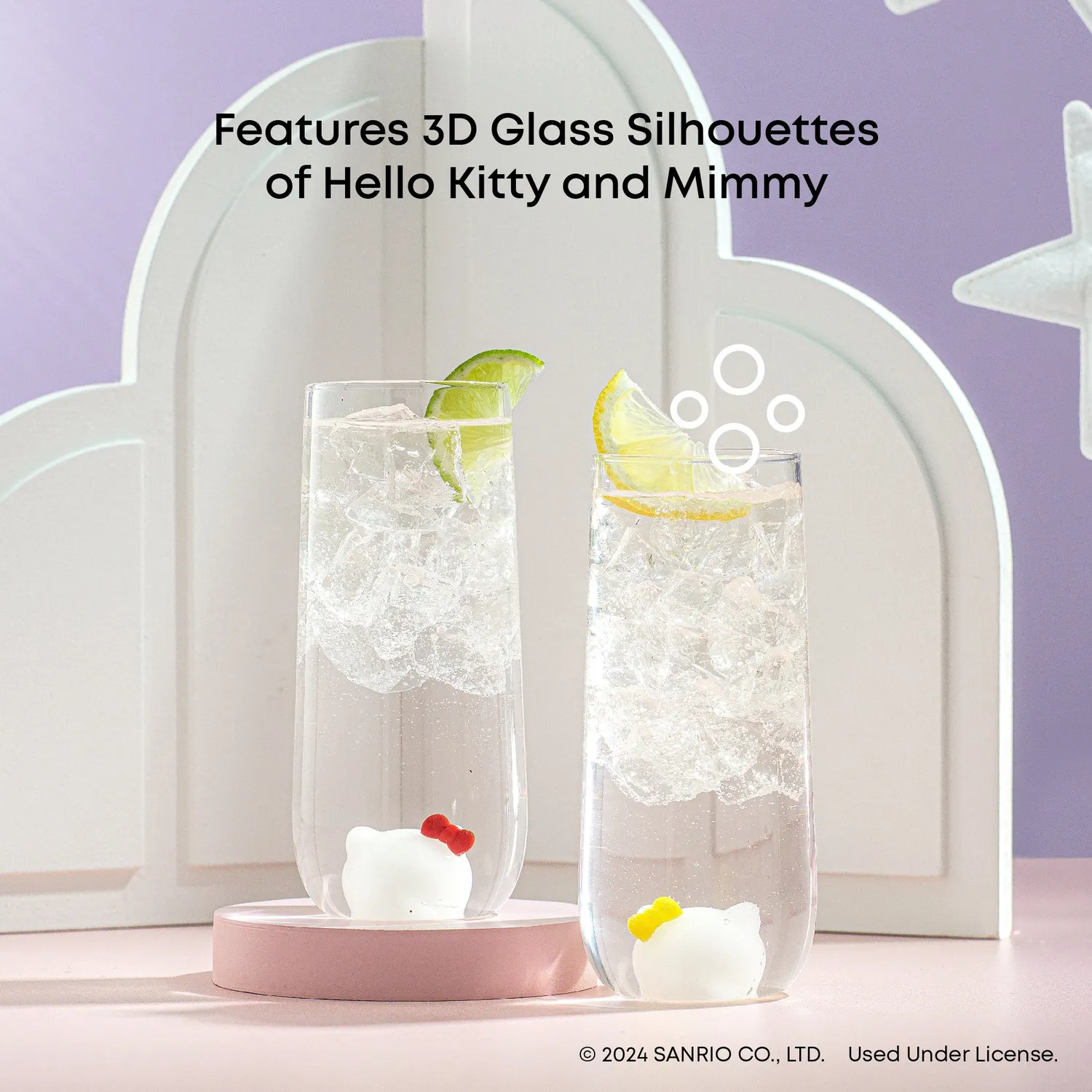 Hello Kitty and Mimmy 3D Icon Tall Drinking Glasses drikkeglass 2-pakning