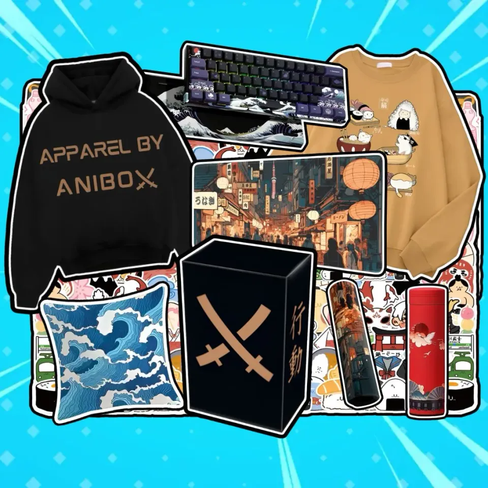 Anibox 3 Anime Items & Hoodie Box animeboks XS–XXXL sjanger