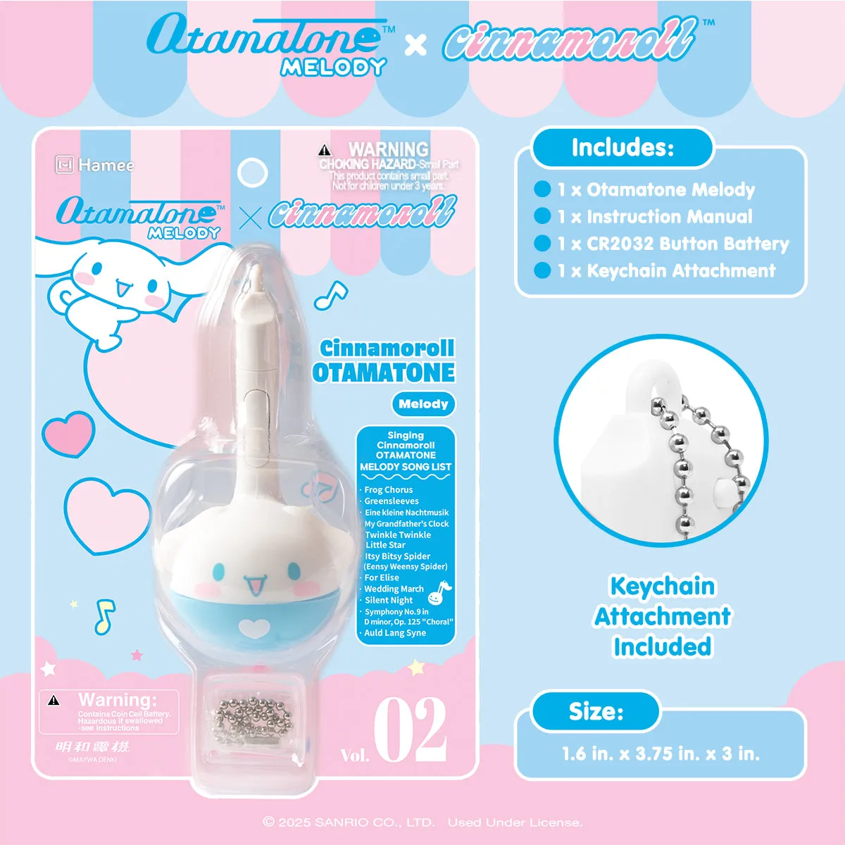 Hello Kitty Cinnamoroll Mini Otamatone Melody Charm nøkkelring
