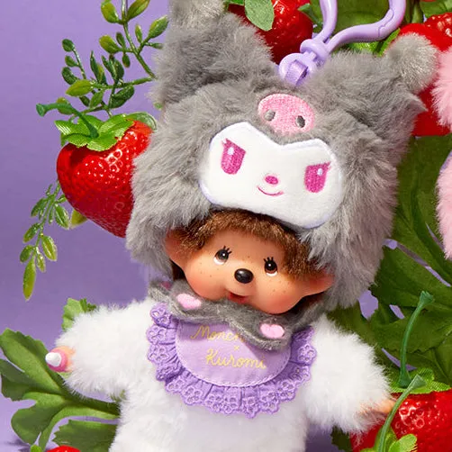 Hello Kitty Kuromi x Monchhichi Plush Mascot nøkkelring lilla