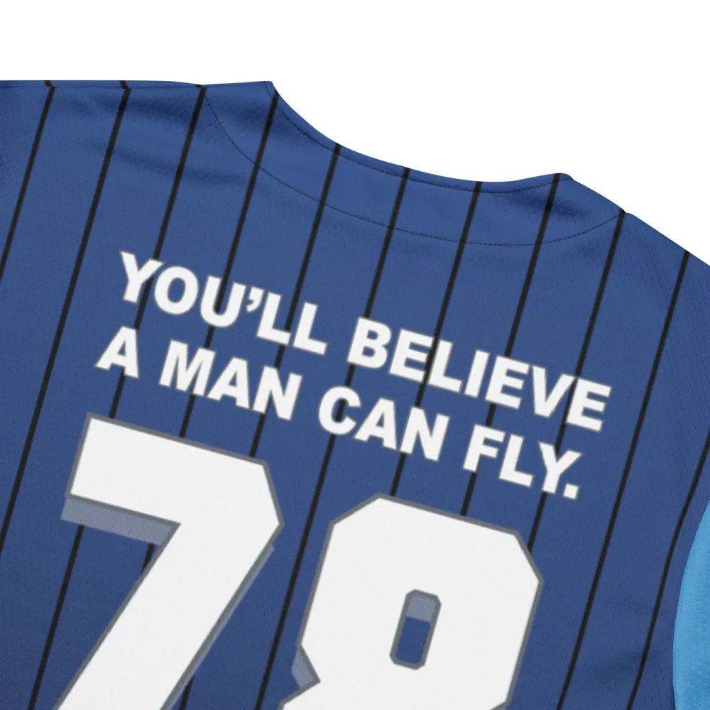 Batman Superman: The Movie You'll Believe a Man Can Fly Baseball Jersey trøye